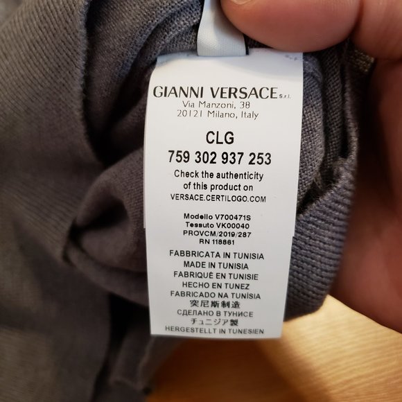 Versace Collection Gray Logo Crewneck Wool Sweater - Picture 6 of 7